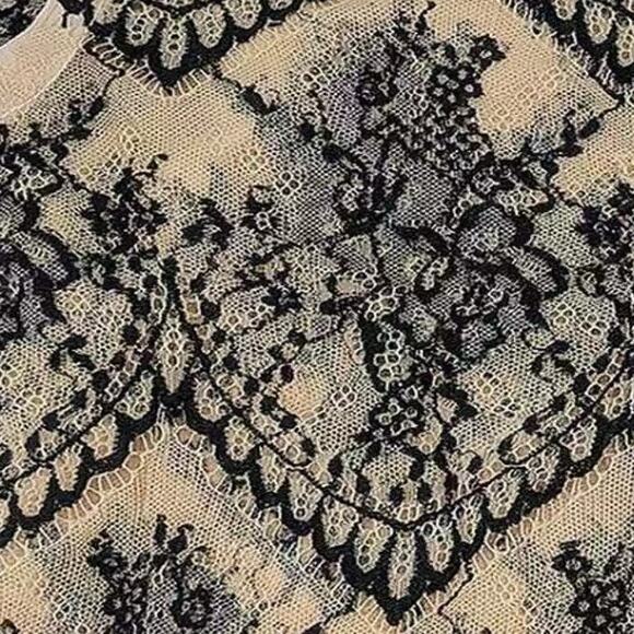 Caara Scalloped Lace Shift Dress Black Beige Size Medium NWT - Picture 6 of 9